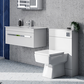 Nova 800mm Wall Hung Vanity Basin with WC Unit, Cistern + Pan Large Image