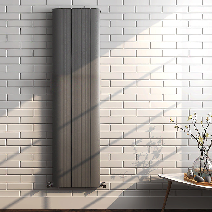 Nova Anthracite Vertical Double Panel Aluminium Radiator 1800 x 466mm (5 Section)  Feature Large Ima