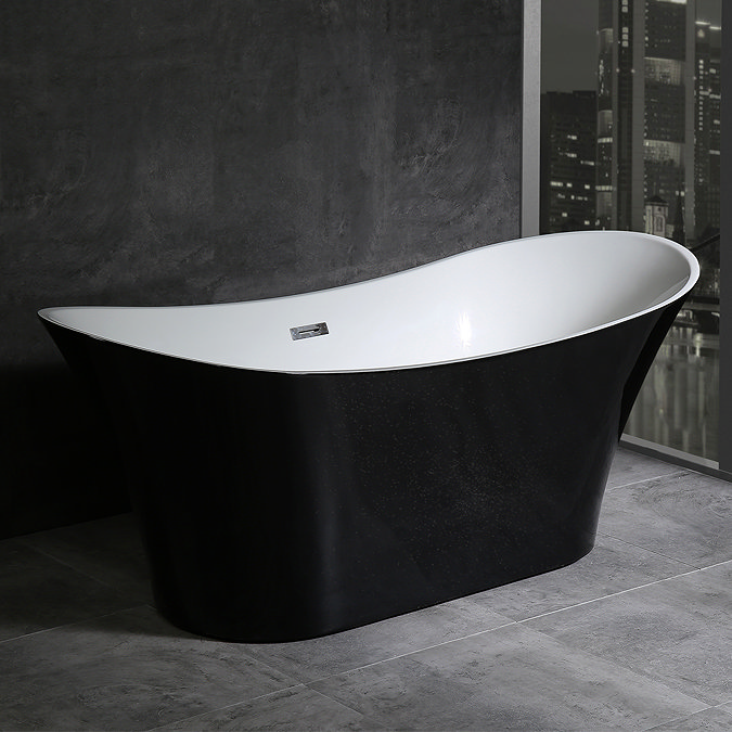 Nova Black Sparkle 1750 Modern Double Ended Slipper Bath  Standard Large Image
