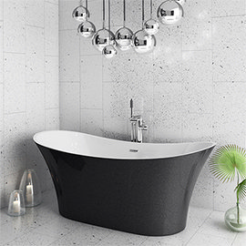 Nova Black Sparkle 1750 Modern Double Ended Slipper Bath Medium Image