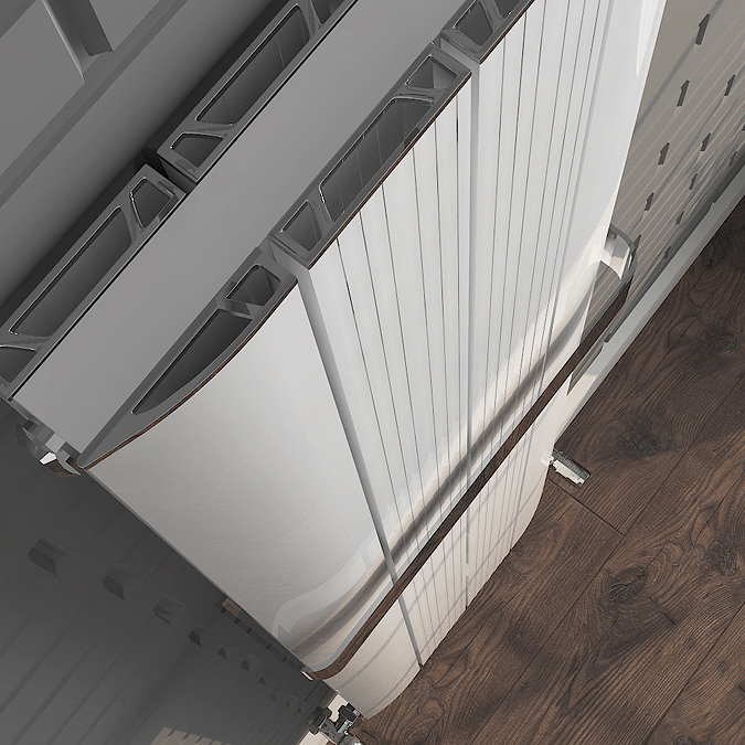 Nova Chrome Towel Bar Rail for 4 Section Double Panel Aluminium Radiators  Profile Large Image
