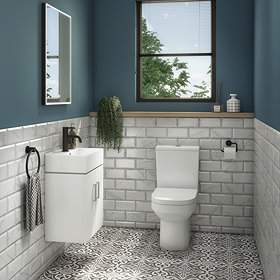 Nova Cloakroom Suite (Wall Hung Basin Unit + Close Coupled Toilet) Large Image