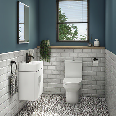 Nova Cloakroom Suite (Wall Hung Basin Unit + Close Coupled Toilet)  Standard Large Image