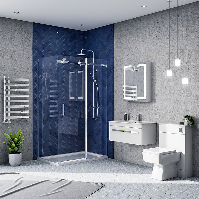Nova Frameless 1000 x 1000 Sliding Door Shower Enclosure  Feature Large Image