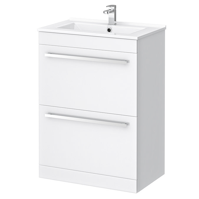 Nova High Gloss White Vanity Bathroom Suite - W1100 x D400/200mm Feature Large Image