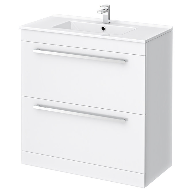 Nova High Gloss White Vanity Bathroom Suite - W1300 x D400/200mm Feature Large Image