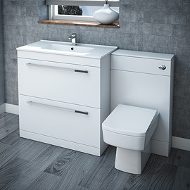 Nova High Gloss White Vanity Bathroom Suite - W1300 x D400/200mm Large Image