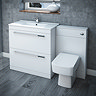Nova High Gloss White Vanity Bathroom Suite - W1300 x D400/200mm Large Image
