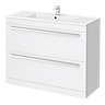 Nova High Gloss White Vanity Bathroom Suite - W1500 x D400/200mm Profile Large Image