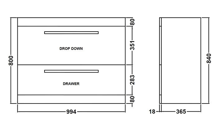 Nova High Gloss White Vanity Unit & Toilet Suite - 1500mm Wide, 200/400mm Depth