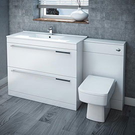 Nova High Gloss White Vanity Bathroom Suite - W1500 x D400/200mm Medium Image