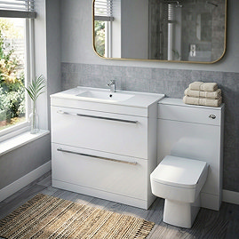 Nova High Gloss White Vanity Unit & Toilet Suite - 1500mm Wide, 200/400mm Depth