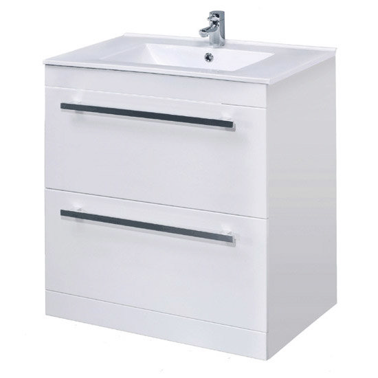 Nova High Gloss White Vanity Bathroom Suite with Square Single Ended Bath - 3 size options Feature Large Image