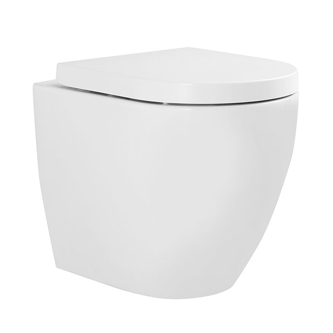 Nova Rimless Round Back To Wall Pan with Soft Close Seat  In Bathroom Large Image