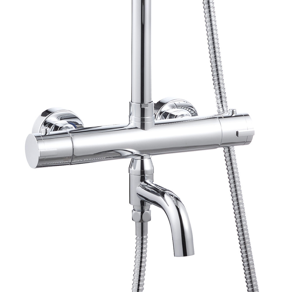 Nova Round Thermostatic Shower Kit with Bath Filler Victorian Plumbing UK