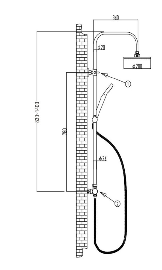 Nova Round Thermostatic Shower Kit with Bath Filler Victorian Plumbing UK