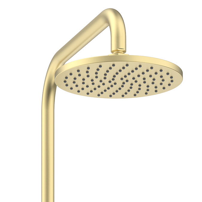 Nova Round Thermostatic Shower Kit with Spout Brushed Brass