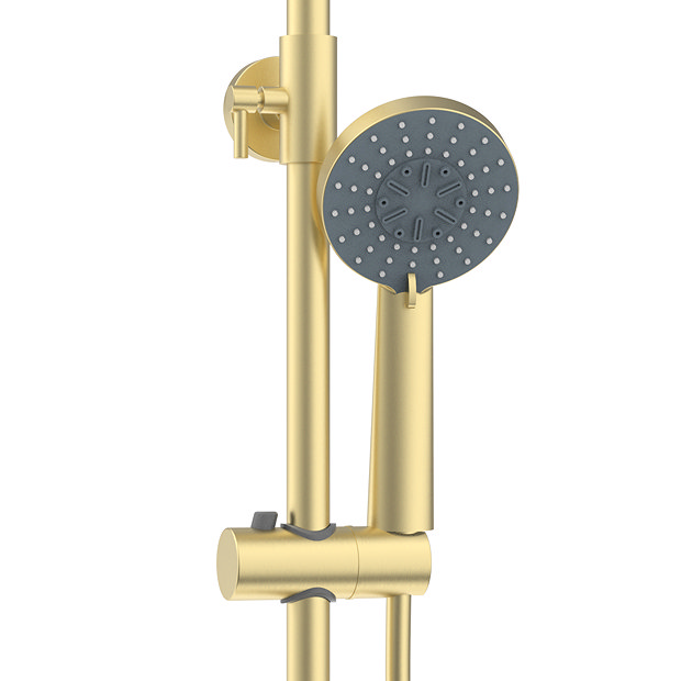 Nova Round Thermostatic Shower Kit with Spout Brushed Brass Victorian