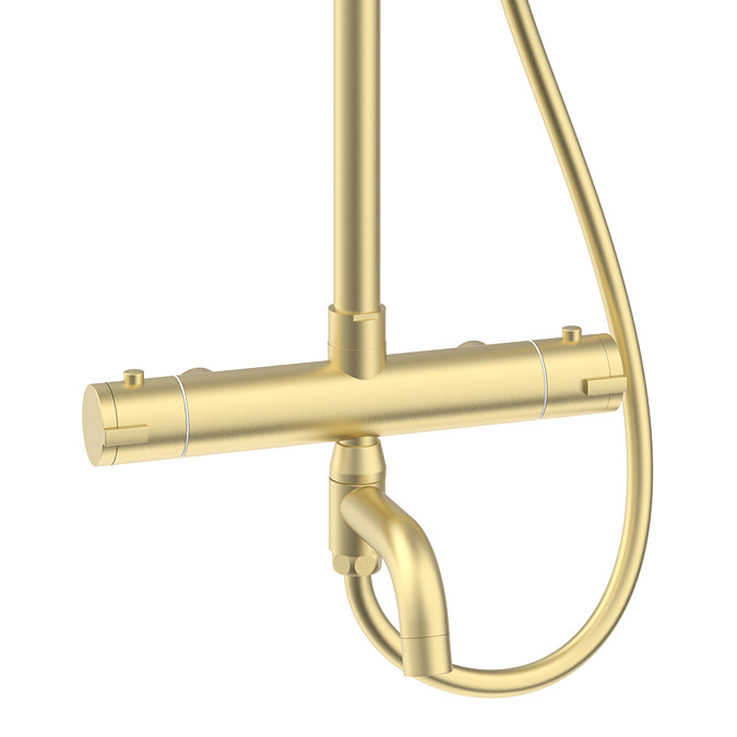 Nova Round Thermostatic Shower Kit with Spout Brushed Brass