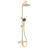 Nova Round Thermostatic Shower Kit with Spout Brushed Brass