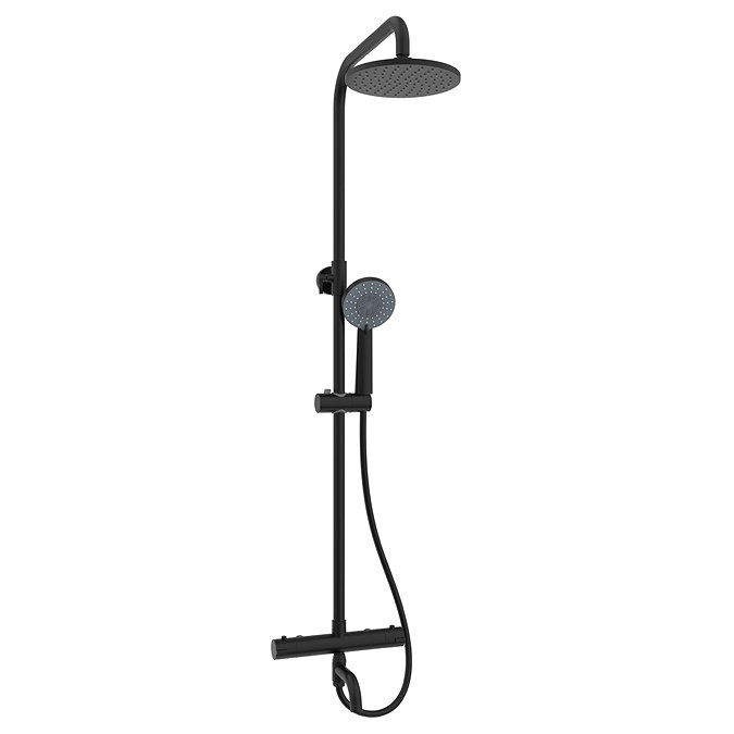 Nova Round Thermostatic Shower Kit with Spout Matt Black