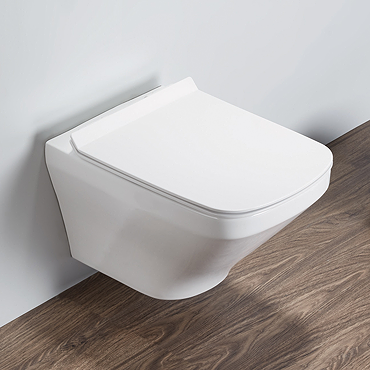 Nova Square Gloss White Wall Hung Toilet incl. Soft Close Seat