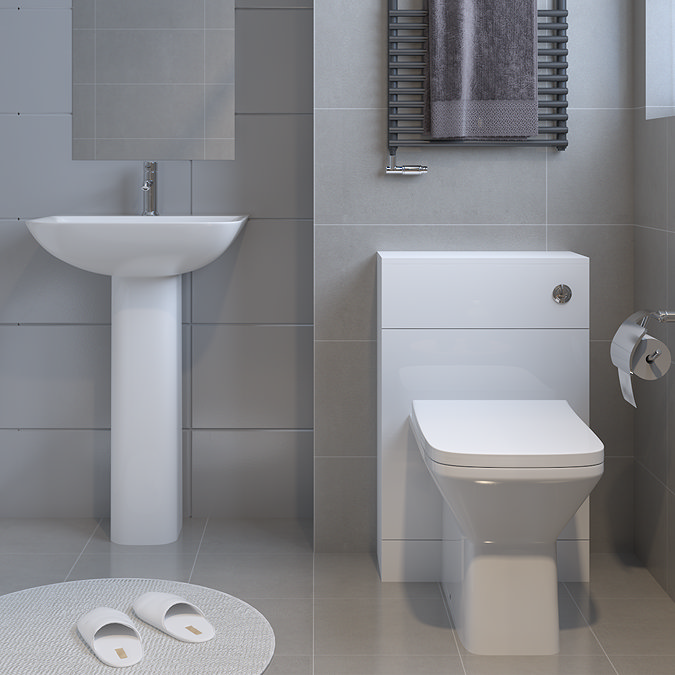 Nova Square Rimless Back to Wall Toilet Pan + Soft Close Seat