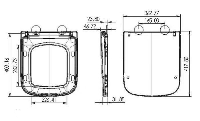 Nova Square Rimless Back to Wall Toilet Pan + Soft Close Seat