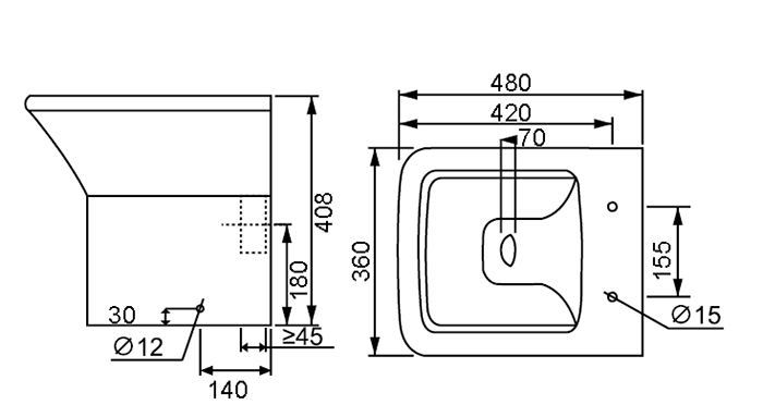 Nova Square Rimless Back to Wall Toilet Pan + Soft Close Seat