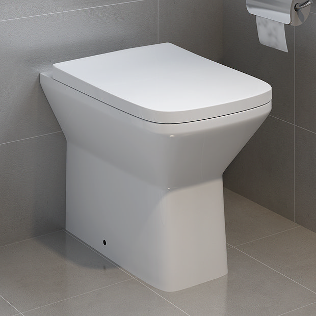 Nova Square Gloss White Rimless Back to Wall Toilet + Wrap Over Soft ...