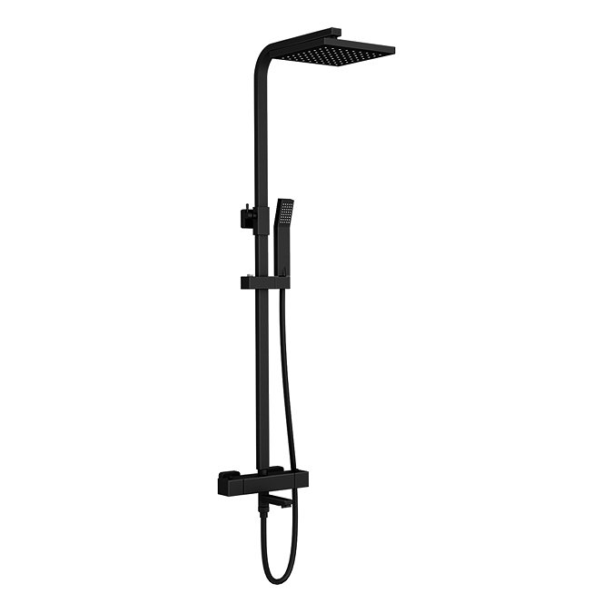 Nova Square Thermostatic Shower Kit with Spout Matt Black