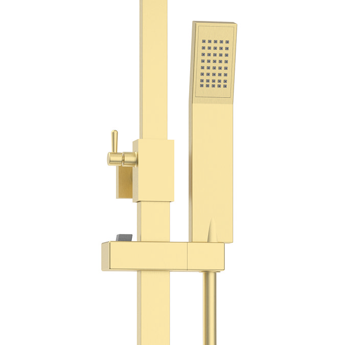 Nova Square Thermostatic Shower Kit with Spout Brushed Brass