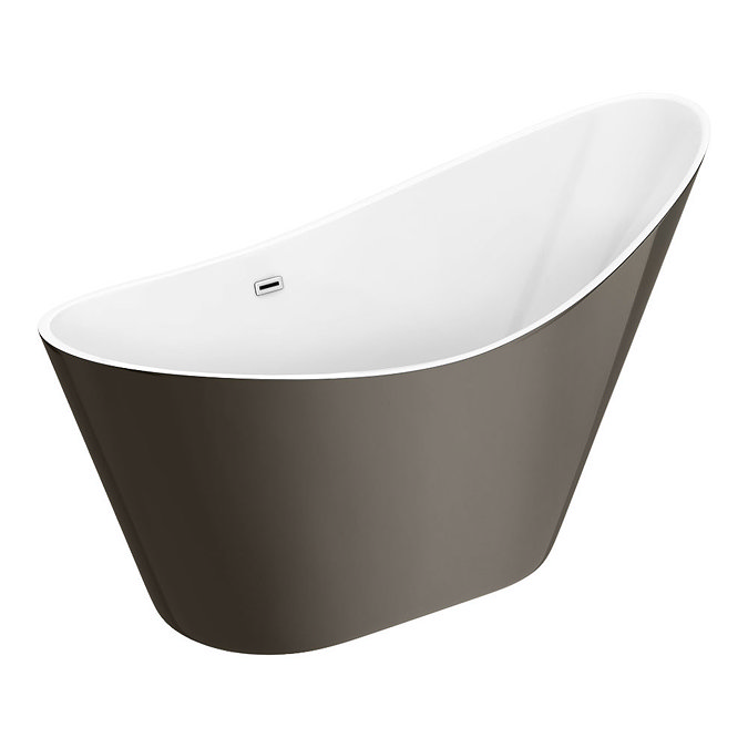 Nova Titanium Silver 1570 Modern Small Free Standing Slipper Bath  In Bathroom Large Image