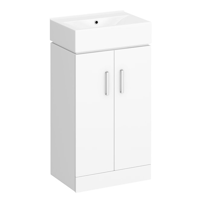 Nova Vanity 0TH Sink With Cabinet - 450mm Modern High Gloss White Large Image
