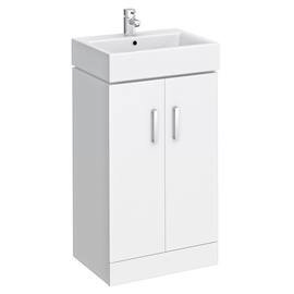 Nova Vanity Sink With Cabinet - 450mm Modern High Gloss White Medium Image