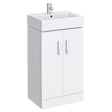 Nova Vanity Sink With Cabinet - 450mm Modern High Gloss White (Flat Packed)  Profile Large Image