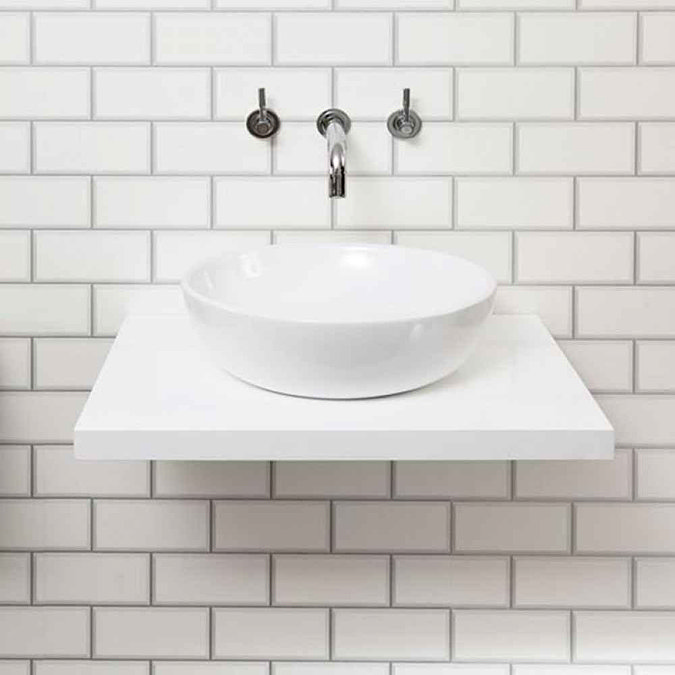 Nova 600 x 450mm White Wall Hung Slimline Countertop Basin Shelf Large Image