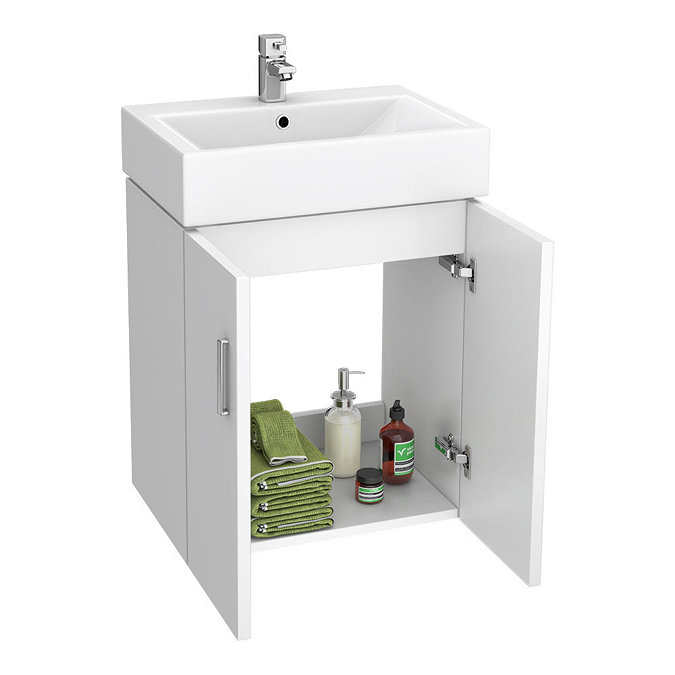 Nova Wall Mounted Vanity - 450mm Gloss White (Flat Packed)  In Bathroom Large Image