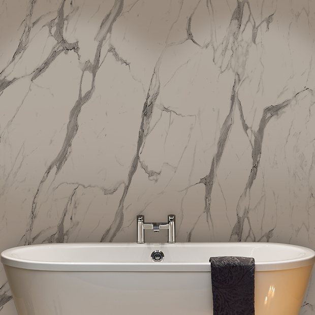 Nuance Calacatta Statuario Glaze 2.42M Bathroom Wall Panel - Tongue ...