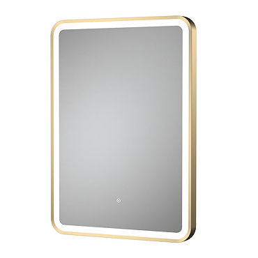 Arezzo 700 x 500mm Brushed Brass LED Touch Sensor Mirror + Anti-Fog  Profile Large Image