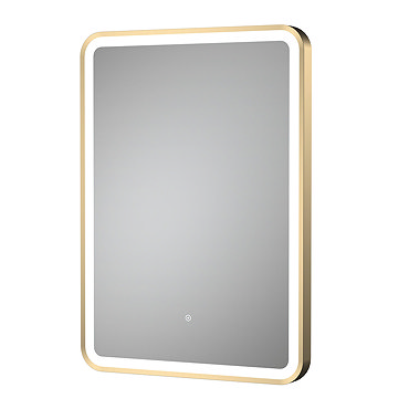 Arezzo 500 x 700mm Brushed Brass LED Mirror with Touch Sensor, Dimmer and Anti-Fog