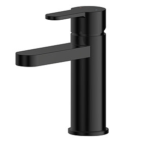 Turin Round Black Mono Basin Mixer with Push Button Waste Large Image