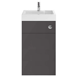 Nuie Athena 500 Gloss Grey 2-In-1 Basin, Concealed Cistern & WC Unit - PRC945CB Medium Image