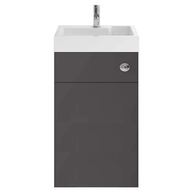 Nuie Athena 500 Gloss Grey 2-In-1 Basin, Concealed Cistern & WC Unit - PRC945CB Large Image