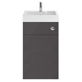 Nuie Athena 500 Gloss Grey 2-In-1 Basin, Concealed Cistern & WC Unit - PRC945CB Large Image