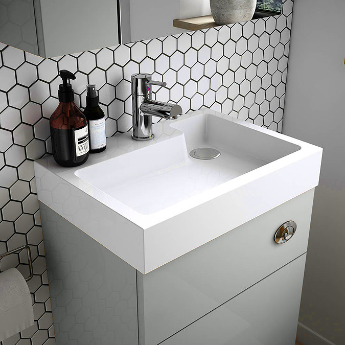 Nuie Athena 500 Grey Mist 2-In-1 Basin, Concealed Cistern & WC Unit - PRC745CB Profile Large Image