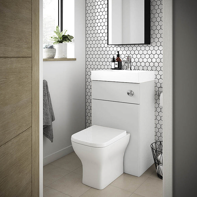 Nuie Athena 500 Grey Mist 2-In-1 Basin, Concealed Cistern & WC Unit - PRC745CB  Feature Large Image
