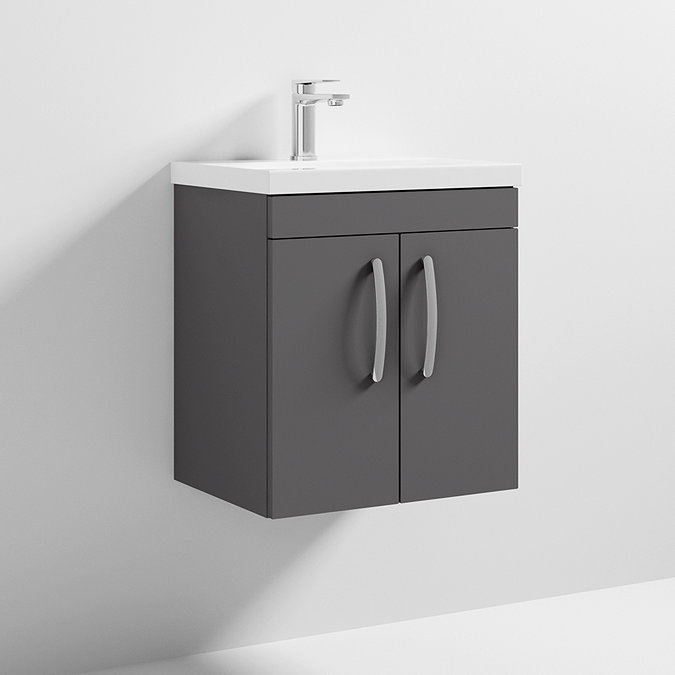 Nuie Athena 500mm Gloss Grey 2 Door Wall Hung Vanity Unit Large Image