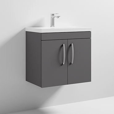 Nuie Athena 600mm Gloss Grey 2 Door Wall Hung Vanity Unit  Profile Large Image