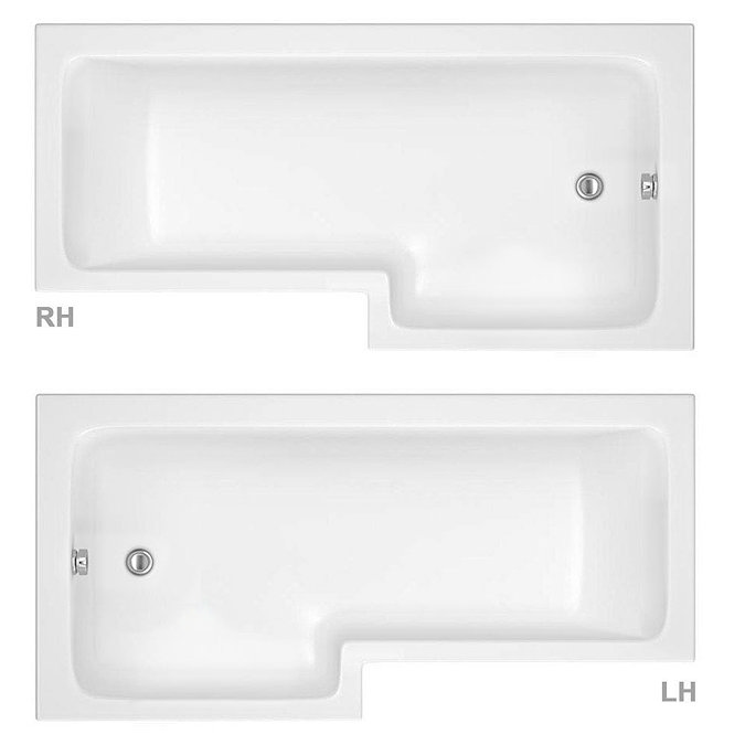 Nuie Athena Grey Mist Shower Bath - 1700mm L Shaped Inc. Screen + Panel Profile Large Image